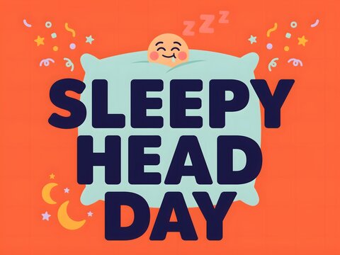 Sleepy head day cheerful cartoon illustration