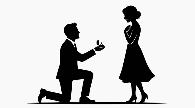 A man proposing to a woman with a ring, a symbol of love and commitment.