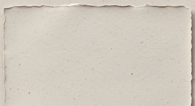 Rectangular sheet of off-white handmade paper with rough deckled edges and texture