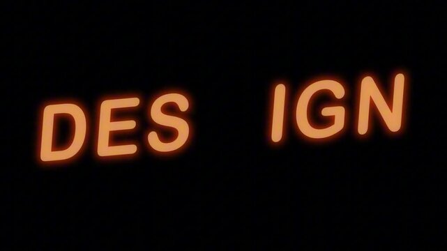 Vibrant Orange Neon Sign 'DESIGN' with Continuous Loop on Transparent Alpha Channel, Great for Creative and Web Design Agency Promos
