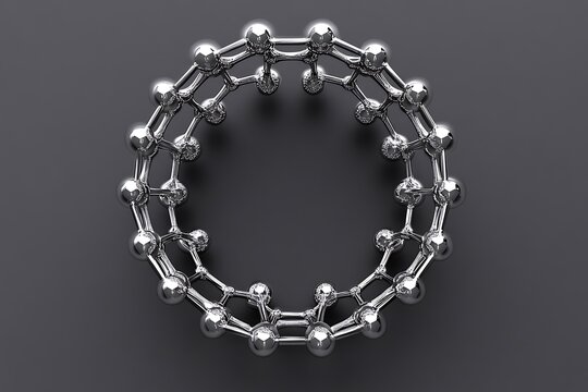 Buckminsterfullerene molecular model on dark background