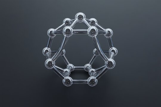 Buckminsterfullerene molecule model on dark background