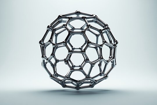 3D rendering of a fullerene molecule structure