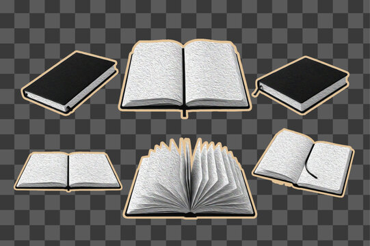 Retro halftone illustration of a stack of books sticker. Vintage book cutout style. Photocopy texture. Ideal for educational materials, libraries, study themes, school designs, posters