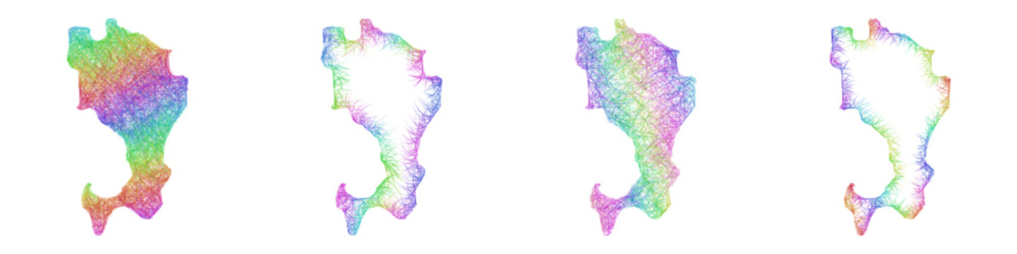 Multicolor sketch Ingush map design set