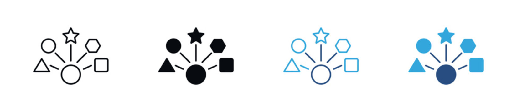 Variety Icon Set. Diversity, Multiple Options and Flexible Choice Symbols. Vector Illustration.