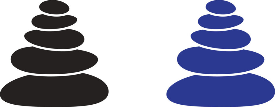 Black and blue stacked zen stones in a simple flat vector illustration