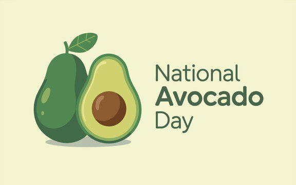 National Avocado Day illustration of a whole and halved avocado