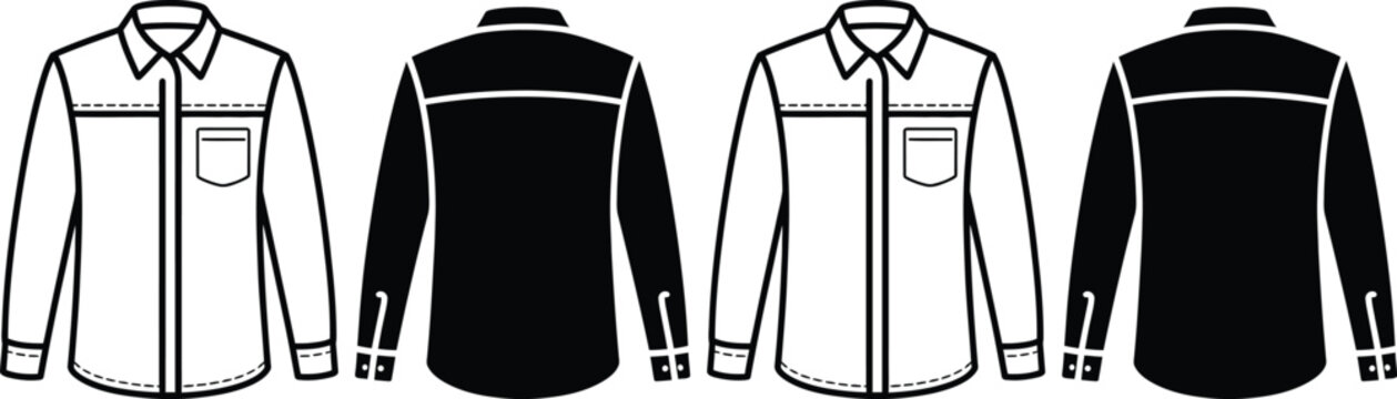 Two long sleeve bowling shirts with pocket and collar