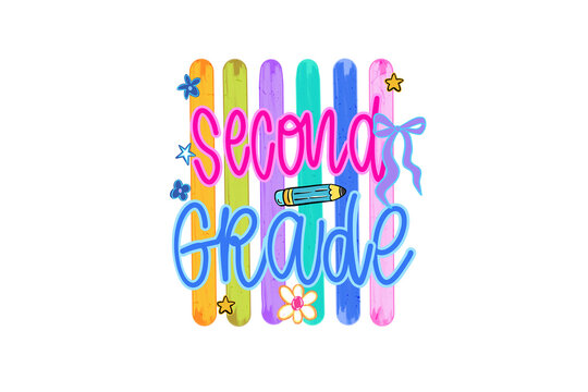  Second Grade Back to School Colorful Coquette Sublimation Design