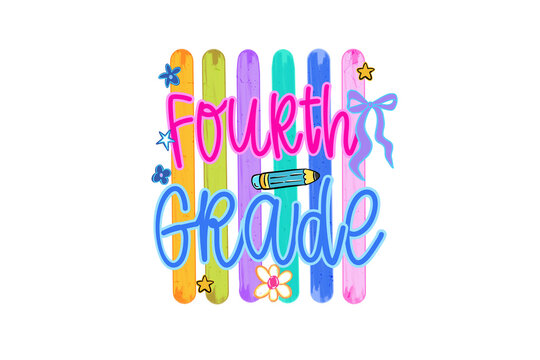 Fourth Grade Back To School Colorful Coquette Sublimation Design
