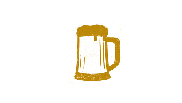 Beer mug icon in grunge style vector isolated on transparent background