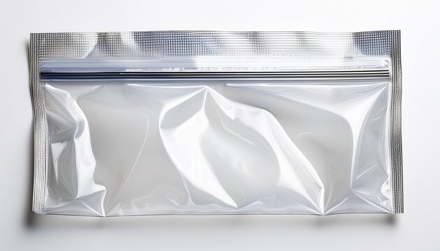 plastic zip lock bag clear material displayed on a white background