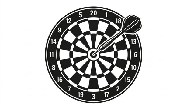 Darts Icon Vector Dartboard with Dart Arrow Silhouette Illustration