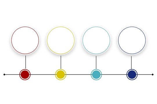 Business Timeline Infographic Diagram with 4 Steps - Colorful Circle Nodes and Horizontal Flow Progress Line for Project Management Presentation Corporate Vector Illustration