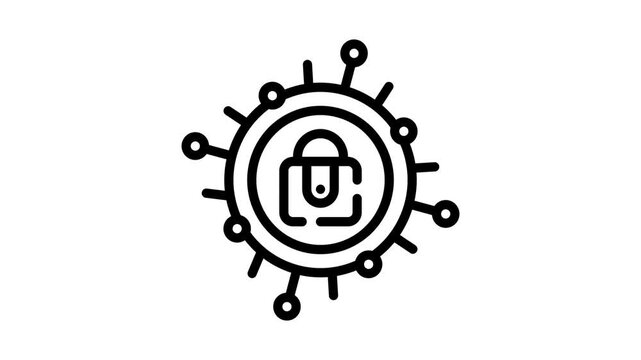 Data privacy concept with locked icon and network nodes animation lock