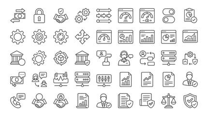 Fototapeta premium Set of line icons for business and digital management processes.