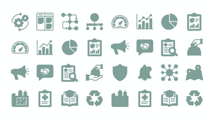 Fototapeta premium Comprehensive collection of business and technology vector icons for dashboard design.