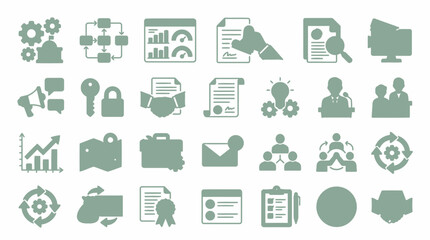 Fototapeta premium Professional business strategy and management vector icons for corporate presentations.