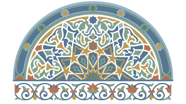Islamic Arch Mosaic Design Element.