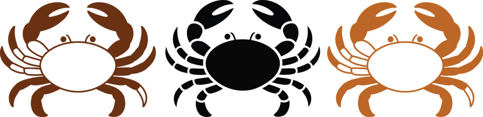 Three cartoon crabs with different colors and styles © Sathi
