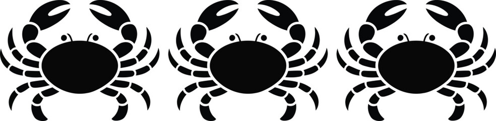 Three black and white crabs side by side © Sathi