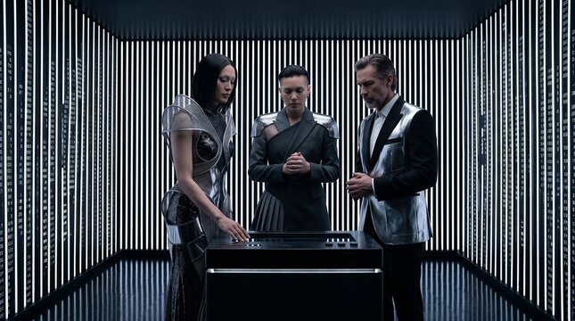 Business Team Discussing Strategy in Digital Command Center