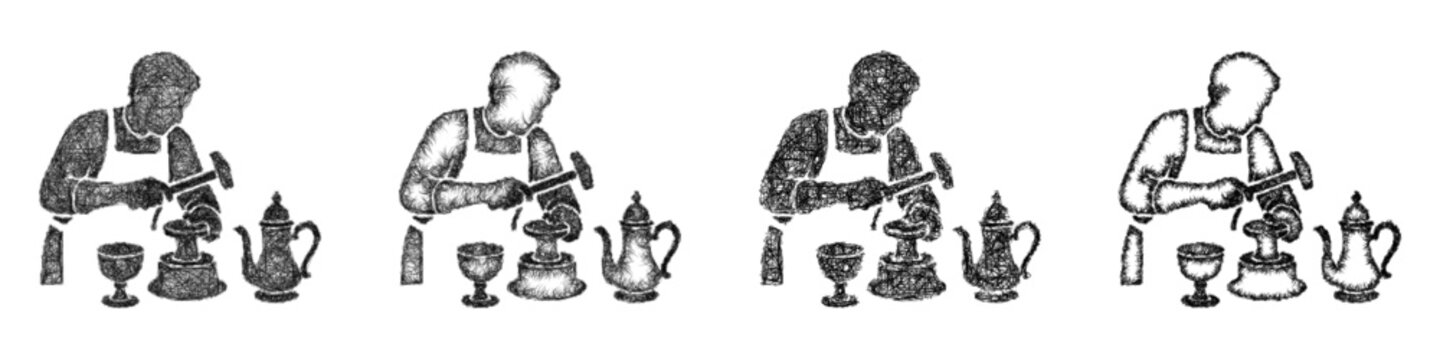 Sketch silversmith icon design set