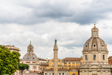Obraz premium Ancient ruins of the Roman Forum and the church of Santi Luca e Martina in Rome Italy