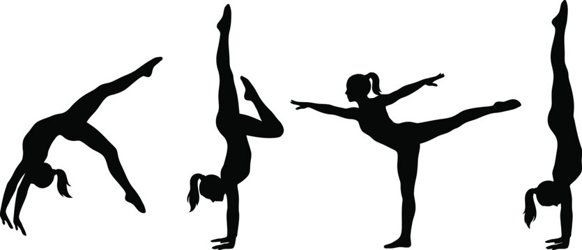 Gymnast silhouettes in various poses