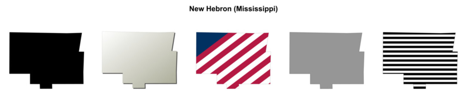 New Hebron (Mississippi) blank outline map set
