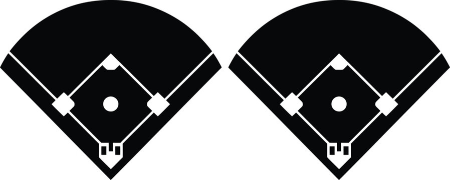 Two baseball home plates with bases vector icons