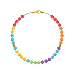 Naklejka premium Colorful beaded necklace with gold clasp isolated on white background, for fashion jewelry, and creative and, craft projects