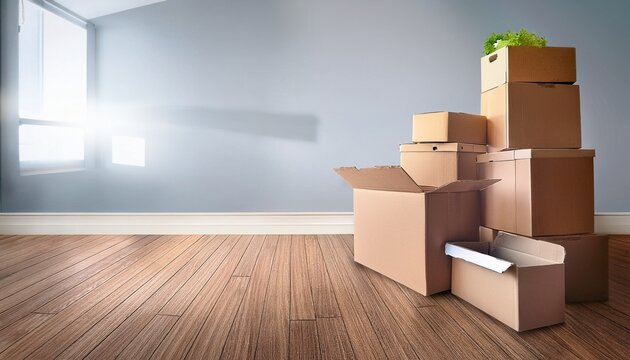 empty room with boxes moving house