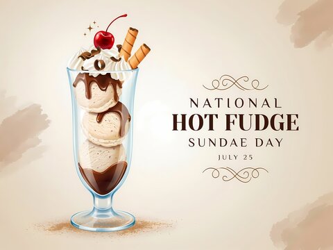 National hot fudge sundae day celebration graphic