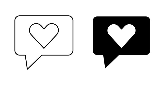 Heart Message Icon ,Love Chat Bubble Communication Vector