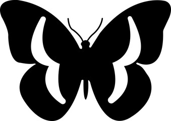 A collection of six detailed black vector silhouettes showcasing various butterfly wing shapes and patterns, representing nature, elegance, freedom, and delicate insect life. isolated on transparent b © Rizwat