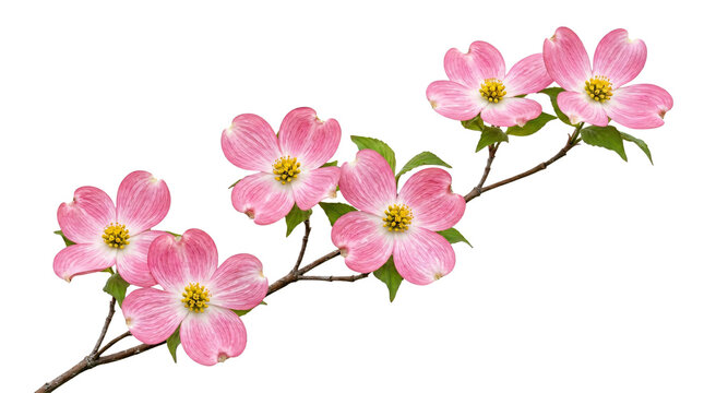 Pink dogwood flowers blooming on branch