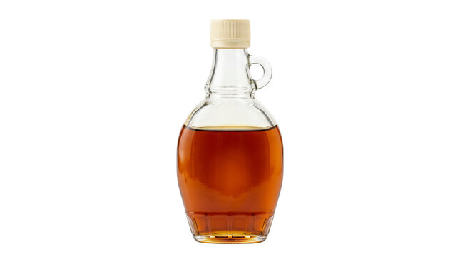 Bottle of amber liquid with cork stopper