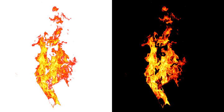 Two identical side-by-side shots of a smaller, stylized flame with a distinct curved, rhythmic movement.