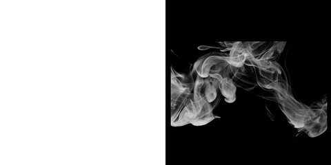 Wisps of white smoke drifting in a chaotic, layered pattern against a black backdrop. © Max Desk