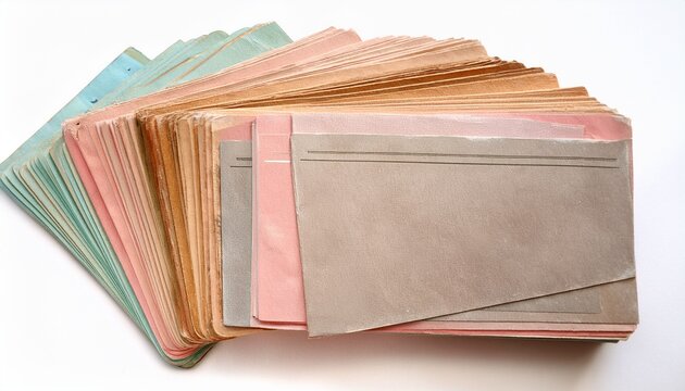 stack of vintage recipe cards isolated on white background pastel colors note cards recipe cards index cards stationery
