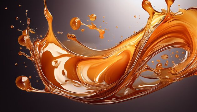 syrup splash isolated sweet caramel syrup