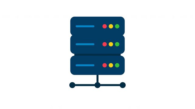 Server animation. Illustration of a server icon representing data storage and connectivity.