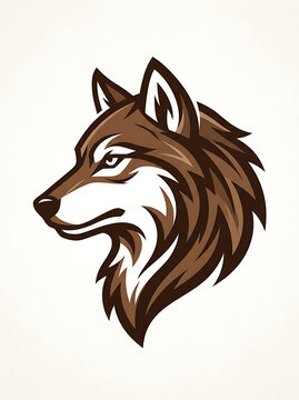 Brown wolf head icon