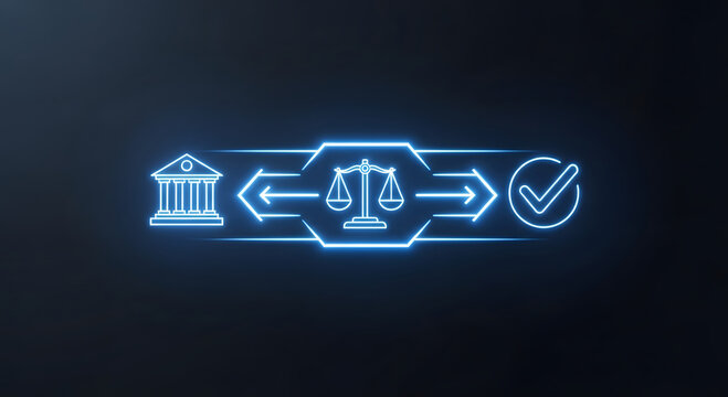 Neon Legal Process Flowchart for Justice and Compliance