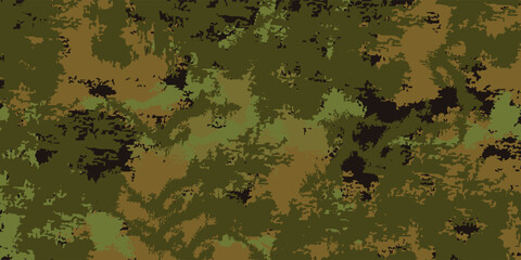 Seamless camouflage pattern for outdoor clothing with a grunge motif. © Sukkur Floris