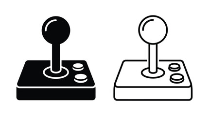 Joystick Illustration With Buttons Black And White Line Art Style © As
