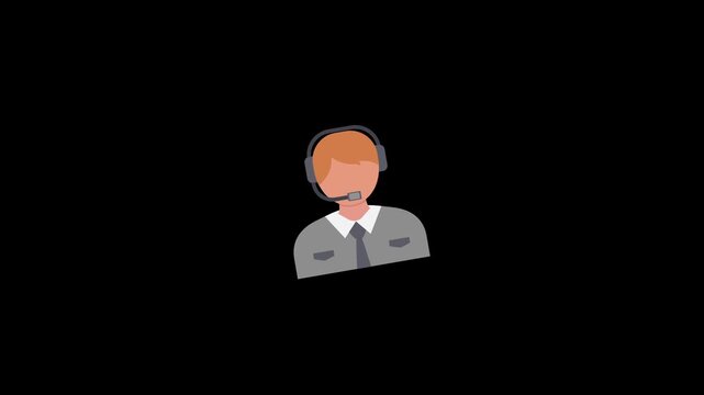 Call center man talking icon animation