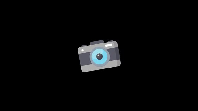 Camera icon animation isolated on an alpha channel background 